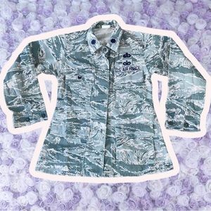 Retro Propper Shacket Army Jacket Digital Camo Cargo Pockets 12 R Patches US Air